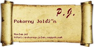 Pokorny Jolán névjegykártya