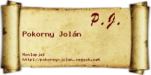 Pokorny Jolán névjegykártya
