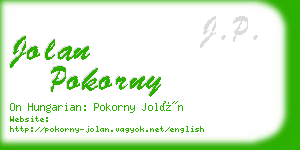 jolan pokorny business card